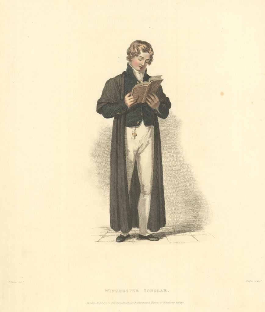 Winchester College Scholar. Ackermann's schools 1816 old antique print picture